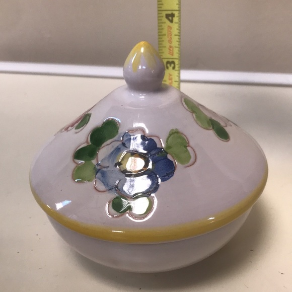 Vintage Italian Hand Painted Pottery Trinket Dish w/Lid - Picture 6 of 6